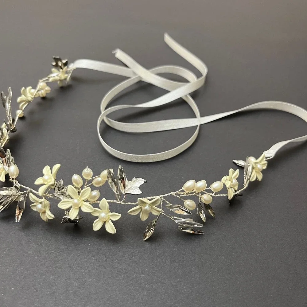 Wedding Floral & Pearl Headpiece Crystal Jewels, Floral Wedding accessories 422